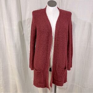 Alexandra + Oak Long Burgundy Fuzzy Sweater